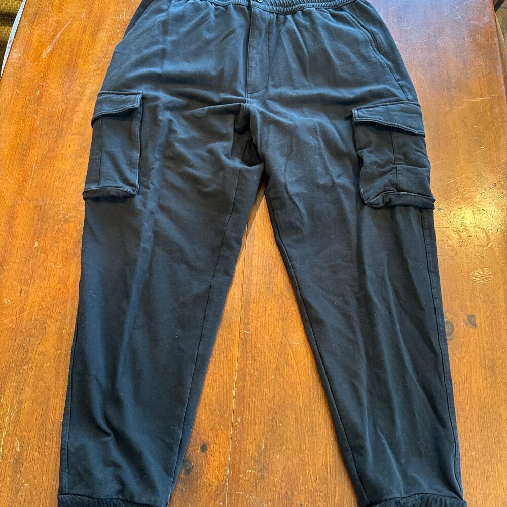 Flag & Anthem Hippy Cowboy Black Cargo Sweatpants Joggers Size Large